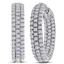 1.96 CTW Diamond In/Out Hoop Earrings 14KT White Gold - REF-157X5Y