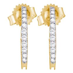 0.25 CTW Pave-set Diamond Single Row Screwback Hoop Earrings 14KT Yellow Gold - REF-24K2W