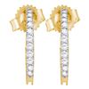 Image 1 : 0.25 CTW Pave-set Diamond Single Row Screwback Hoop Earrings 14KT Yellow Gold - REF-24K2W