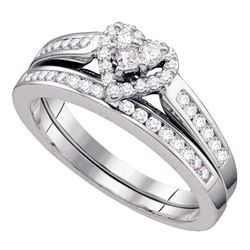 0.55 CTW Diamond Heart Love Bridal Engagement Ring 10KT White Gold - REF-37N5F