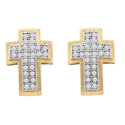 0.15 CTW Diamond Cross Screwback Stud Earrings 10KT Yellow Gold - REF-14X9Y