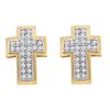 Image 1 : 0.15 CTW Diamond Cross Screwback Stud Earrings 10KT Yellow Gold - REF-14X9Y