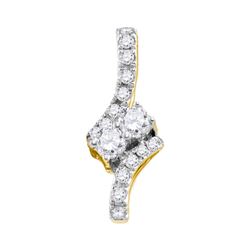 0.25 CTW Diamond 2-stone Hearts Together Pendant 14KT Yellow Gold - REF-22K4W