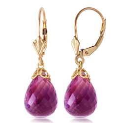 Genuine 14 ctw Amethyst Earrings Jewelry 14KT Yellow Gold - REF-34V3W