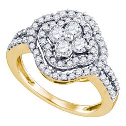 1.04 CTW Diamond Cluster Ring 14KT Yellow Gold - REF-97N4F