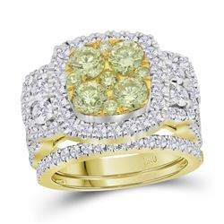 3.04 CTW Yellow Diamond Bridal Engagement Ring 14KT Yellow Gold - REF-359K9W