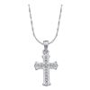 Image 1 : 0.08 CTW Diamond Small Scalloped Cross Pendant 14KT White Gold - REF-7X4Y