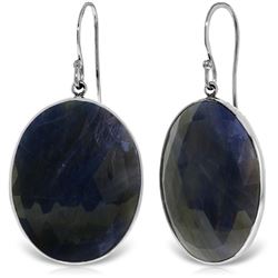 Genuine 40 ctw Sapphire Earrings Jewelry 14KT White Gold - REF-103T8A