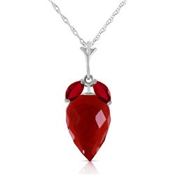 Genuine 13.5 ctw Ruby Necklace Jewelry 14KT White Gold - REF-34X3M