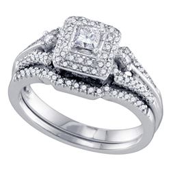 0.52 CTW Princess Diamond Bridal Engagement Ring 14KT White Gold - REF-89M9H