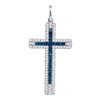 Image 1 : 0.23 CTW Blue Color Diamond Cross Pendant 10KT White Gold - REF-14M9H