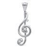 Image 1 : 0.06 CTW Diamond Treble Clef Music Note Pendant 10KT White Gold - REF-9N7F