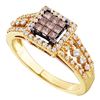 Image 1 : 0.50 CTW Princess Cognac-brown Color Diamond Ring 14KT Yellow Gold - REF-57M2H