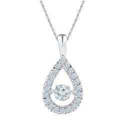 0.40 CTW Diamond Solitaire Teardrop Pendant 10KT White Gold - REF-50H9M