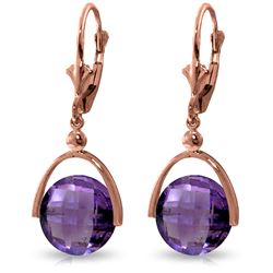 Genuine 6.5 ctw Amethyst Earrings Jewelry 14KT Rose Gold - REF-43Y4F