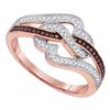 Image 1 : 0.25 CTW Red Color Diamond Heart Ring 10KT Rose Gold - REF-32Y9X