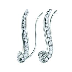 0.72 CTW Diamond Curved Climber Earrings 14KT White Gold - REF-67M4H