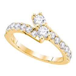 0.75 CTW Diamond 2-stone Hearts Together Bridal Ring 14KT Yellow Gold - REF-82Y4X