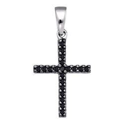 0.19 CTW Black Color Diamond Cross Pendant 10KT White Gold - REF-8K9W