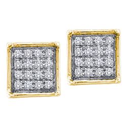 0.05 CTW Diamond Square Cluster Earrings 10KT Yellow Gold - REF-7W4K