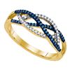 Image 1 : 0.20 CTW Blue Color Diamond Crossover Ring 10KT Yellow Gold - REF-22W4K