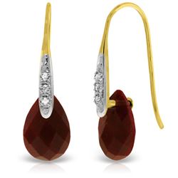 Genuine 8.06 ctw Ruby & Diamond Earrings Jewelry 14KT Yellow Gold - REF-60Y3F