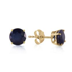 Genuine 0.95 ctw Sapphire Earrings Jewelry 14KT Yellow Gold - REF-20P4H