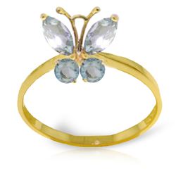 Genuine 0.60 ctw Aquamarine Ring Jewelry 14KT Yellow Gold - REF-30K6V