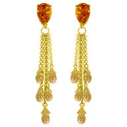 Genuine 15.5 ctw Citrine Earrings Jewelry 14KT Yellow Gold - REF-51V8W