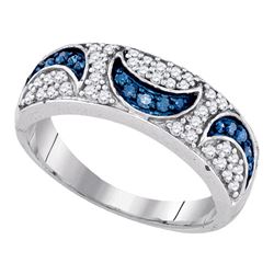 0.47 CTW Blue Color Diamond Moon Ring 10KT White Gold - REF-32W9K