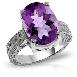 Genuine 7.5 ctw Amethyst Ring Jewelry 14KT White Gold - REF-125K9V