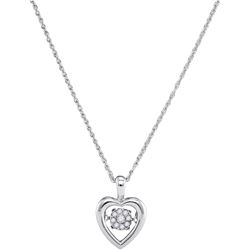 0.07 CTW Diamond Cluster Heart Pendant 10KT White Gold - REF-16F4N