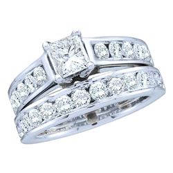 1.51 CTW Princess Diamond Bridal Engagement Ring 14KT White Gold - REF-240K2W