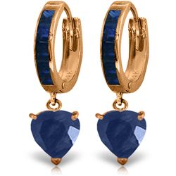 Genuine 3.95 ctw Sapphire Earrings Jewelry 14KT Rose Gold - REF-68V9W