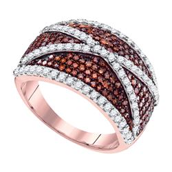 1 CTW Red Color Diamond Crisscross Cocktail Ring 10KT Rose Gold - REF-49M5H