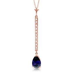 Genuine 1.80 ctw Sapphire & Diamond Necklace Jewelry 14KT Rose Gold - REF-38X2M