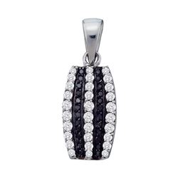 0.39 CTW Black Color Diamond Vertical Pendant 10KT White Gold - REF-24W2K