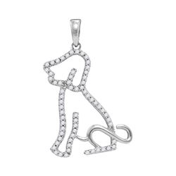 0.19 CTW Diamond Animal Dog Puppy Pendant 10KT White Gold - REF-14H9M