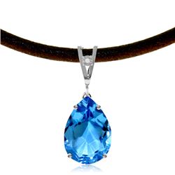 Genuine 6.01 ctw Blue Topaz & Diamond Necklace Jewelry 14KT White Gold - REF-32F3Z