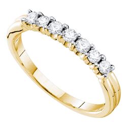 0.33 CTW Pave-set Diamond Single Row Wedding Ring 14KT Yellow Gold - REF-33F8N