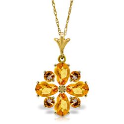 Genuine 2.43 ctw Citrine Necklace Jewelry 14KT Yellow Gold - REF-29Z7N