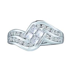 1 CTW Princess Diamond Cluster Ring 14KT White Gold - REF-87X2Y