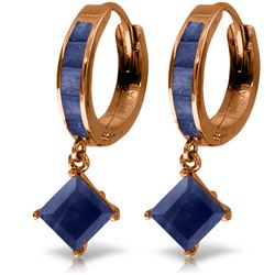 Genuine 4.2 ctw Sapphire Earrings Jewelry 14KT Rose Gold - REF-70W3Y