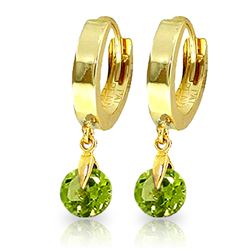 Genuine 2 ctw Peridot Earrings Jewelry 14KT Yellow Gold - REF-25Y9F