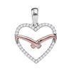 Image 1 : 0.17 CTW Diamond Heart Outline Pendant 10KT Two-tone Gold - REF-14N9F