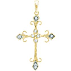 0.11 CTW Diamond Cross Pendant 10KT Yellow Gold - REF-13M4H