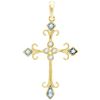 Image 1 : 0.11 CTW Diamond Cross Pendant 10KT Yellow Gold - REF-13M4H