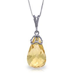 Genuine 7 ctw Citrine Necklace Jewelry 14KT White Gold - REF-25F3Z