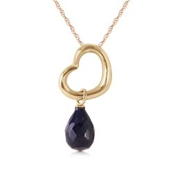 Genuine 3.3 ctw Sapphire Necklace Jewelry 14KT Yellow Gold - REF-30M7T