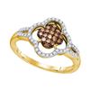 Image 1 : 0.33 CTW Cognac-brown Color Diamond Cluster Ring 10KT Yellow Gold - REF-24M2H